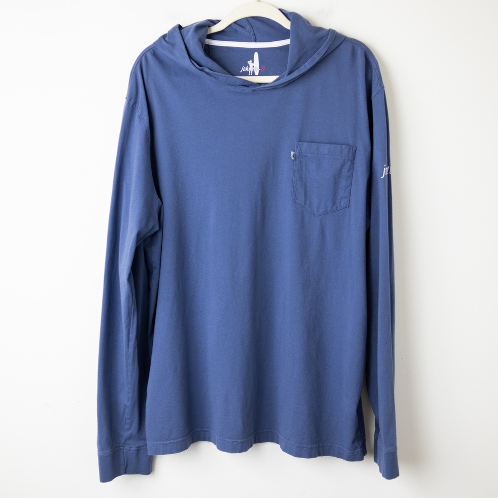 Johnnie-O Eller Long Sleeve Hooded T-Shirt Mens XL Blue JMLT1400 Cotton Hoodie